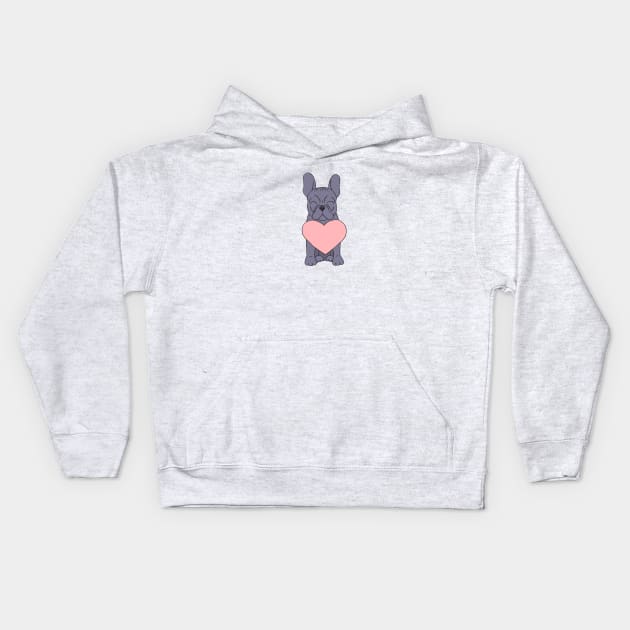 French Bulldog - Blue Frenchie with a Heart Kids Hoodie by jollyinu